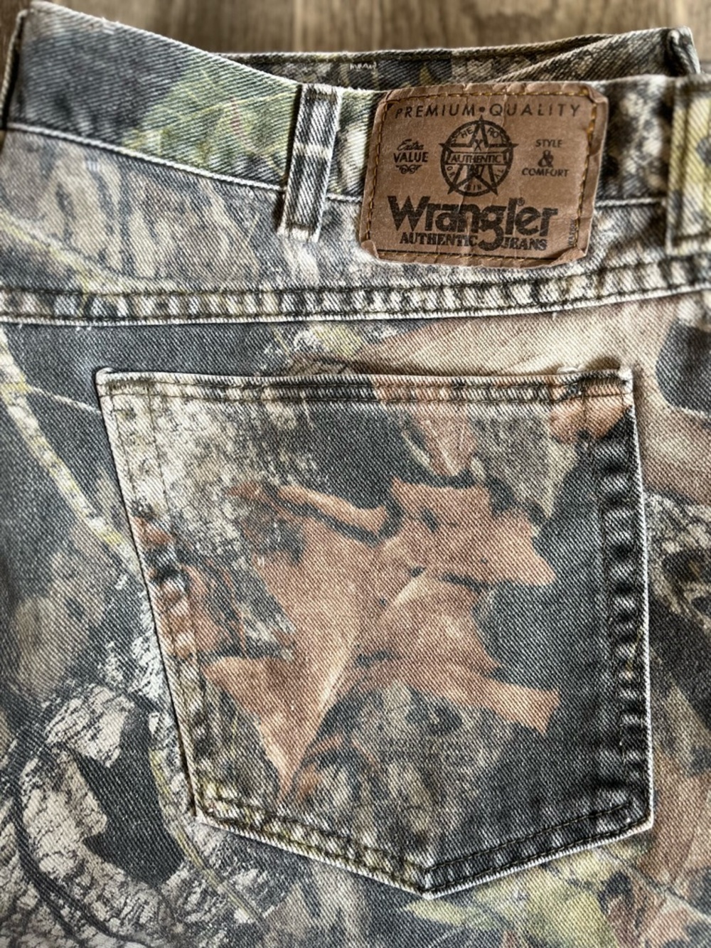 Vintage USA made Wrangler X Mossy Oak double knee camouflage denim 36x30 - Picture 5 of 6